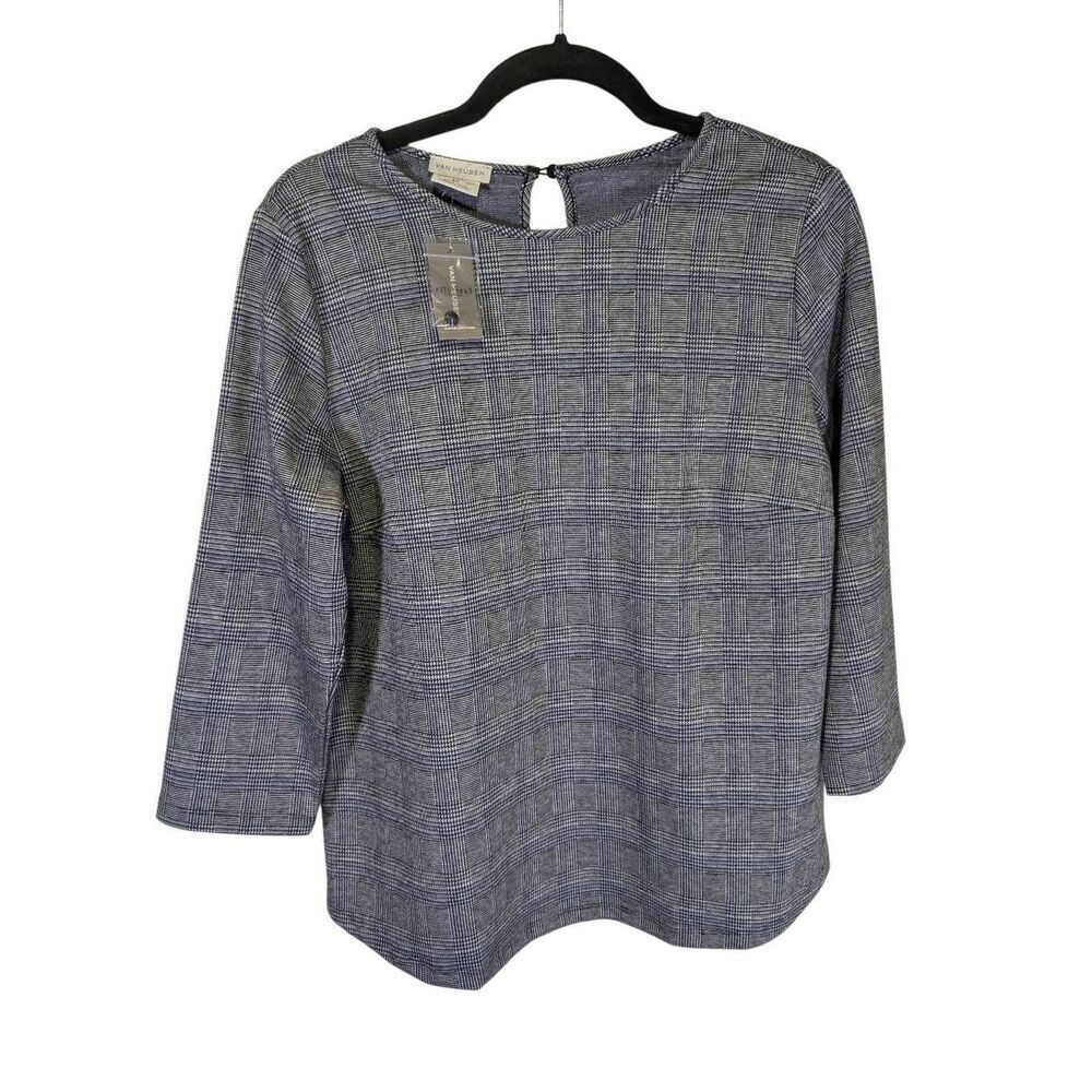 NWT Van Heusen Knit Top Blue Gray Womens Medium